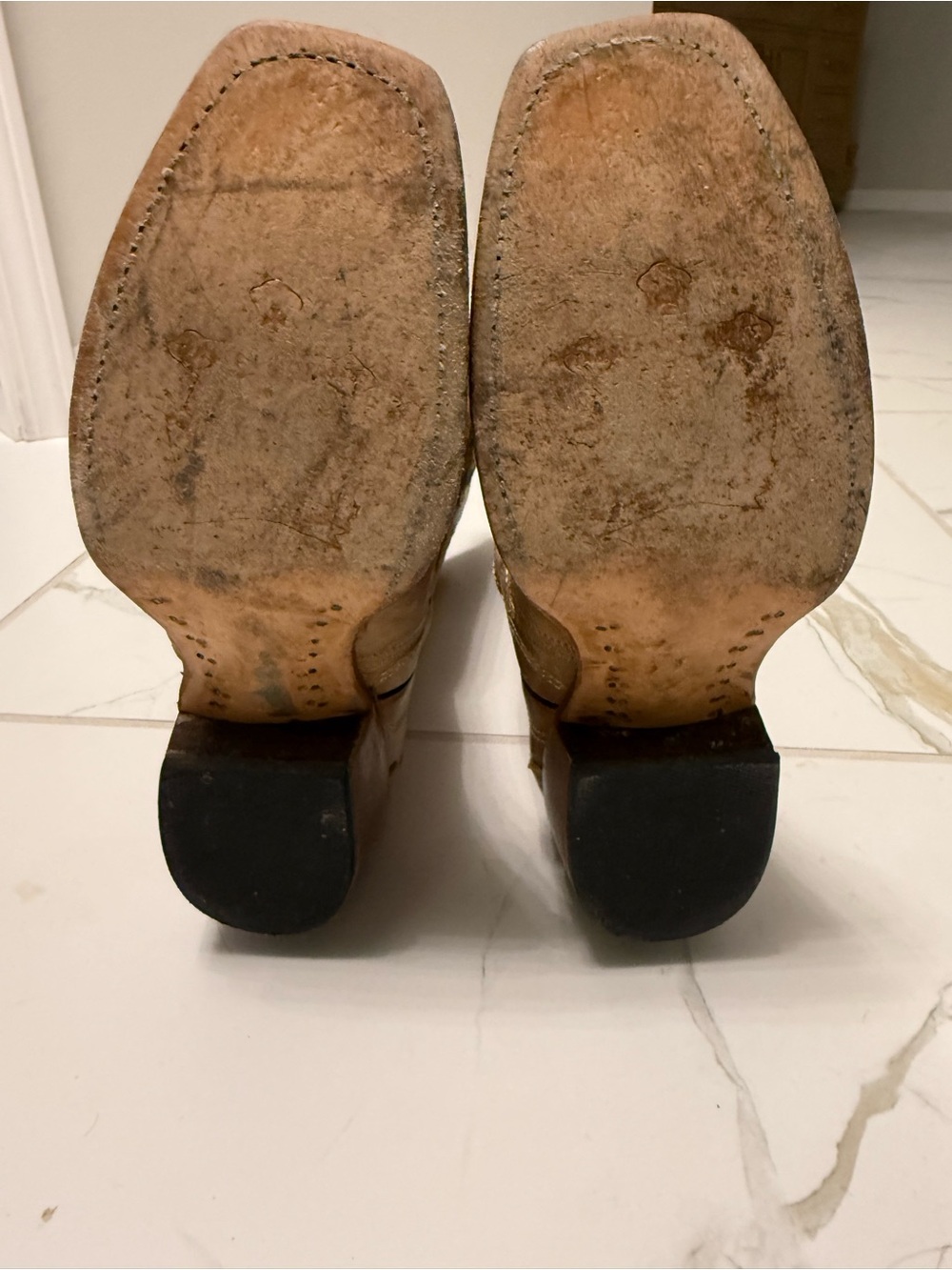 TANNER MARK WOMEN'S 'LEWISVILLE' LEATHER SQUARE TOE BOOTS SAND - Picture 5 of 6